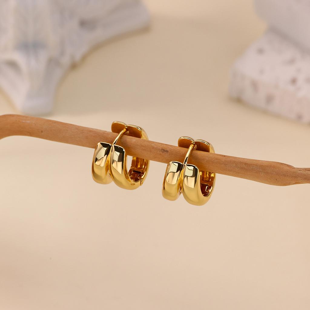 Minimalist C-shaped Double-layer Stainless Steel Earrings for Women Gold Color Hoop Earring Wedding Summer Vacation Jewelry Gift