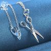 925 Sterling Silver 18 Inch Chain Scissors Pendant Necklace Jewelry