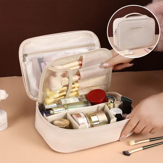 Large Capacity Cosmetic Bag Makeup Case with Top Handle Adjustable Divider Travel Makeup Organizer