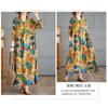 2025 New Retro Printed Loose Belly Shading Mulle Lace Long Sleeve Big Swing Long Dresses