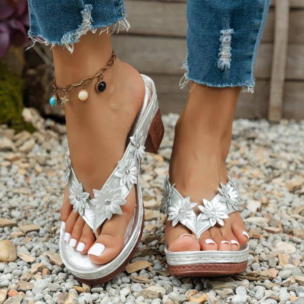 Fashion Shoes Low Rubber Flip Flops Hawaiian Rome Hoof Heels Fabric PU Rubber Flip Flops Low Shoes Hawaiian PU Rome Fabric Hoof