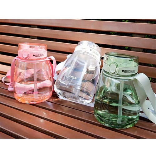 Cute, Large Water Bottle with Strap, Portable, Stylish, and Drop-Resistant, Clear Plastic, Lightweight, 1300ml, Creative Gift for Outdoors