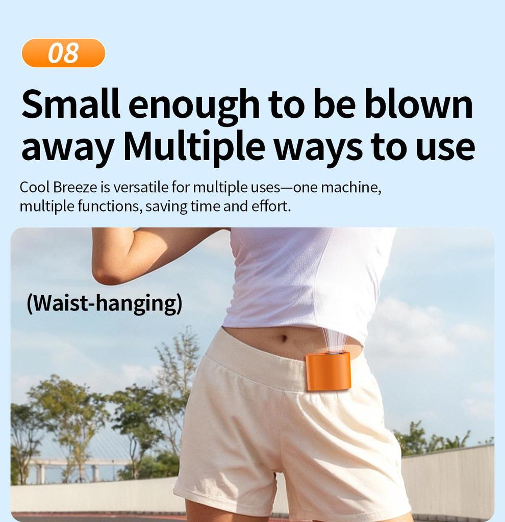 Portable USB Waist Fan with Digital Display - Large Capacity, Versatile, Mini Outdoor Neck-Hanging Design