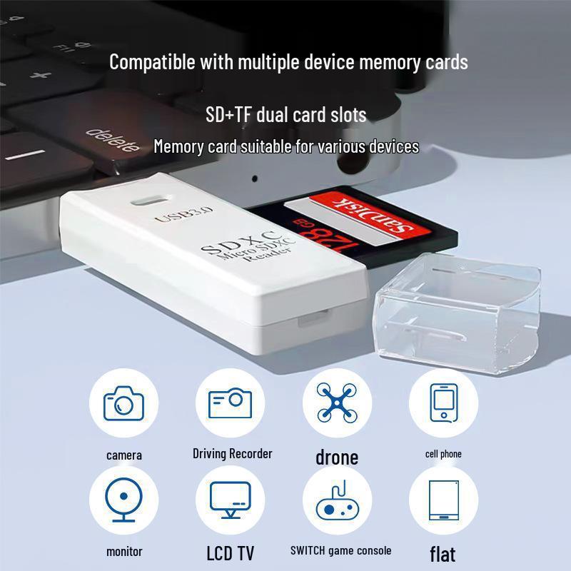 Dual SD/TF Memory Card Reader & Converter 3.0 for Computers, Cameras, Car Recorders