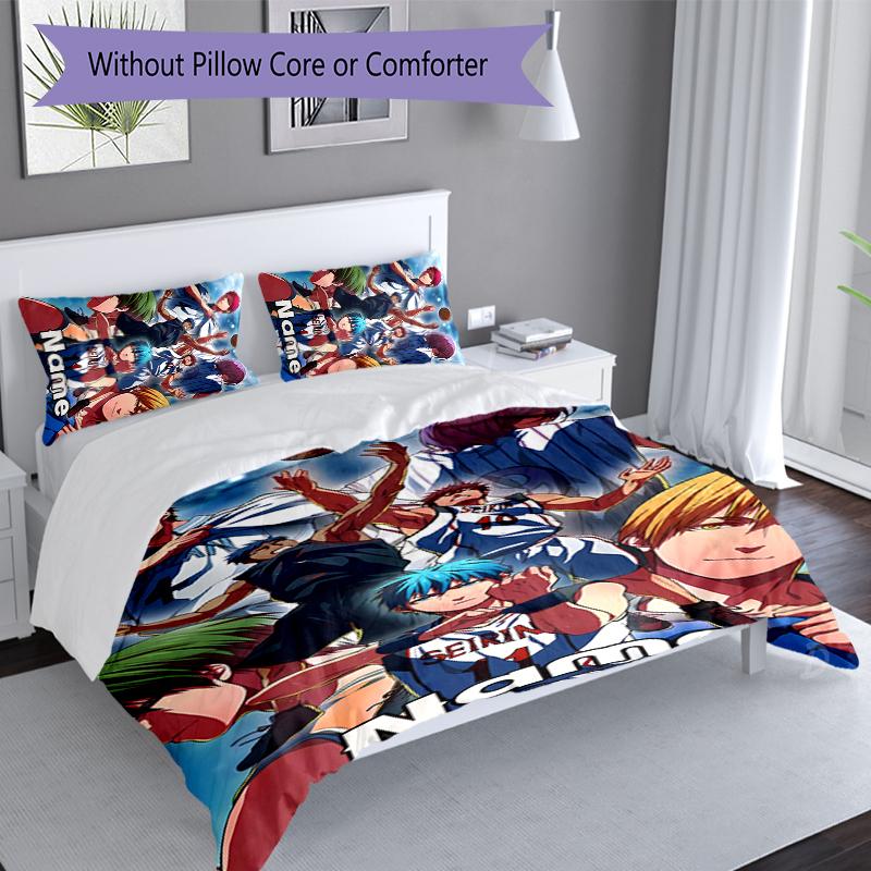 3pcs Custom Name Kuroko's Basketball Set,Includes 1 Duvet Cover and 2 Pillowcases,All-season Bedroom Decor