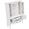 Miniature Cabinet Wooden 1/12 Scale Dollhouse Bookcase Cupboard with Openable Door Drawer for Room