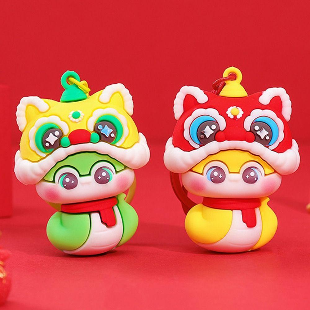 Cute Lucky Snake Key Ring Blessing Chinese New Year Pendant Creative Snake Year Keychain  Kids