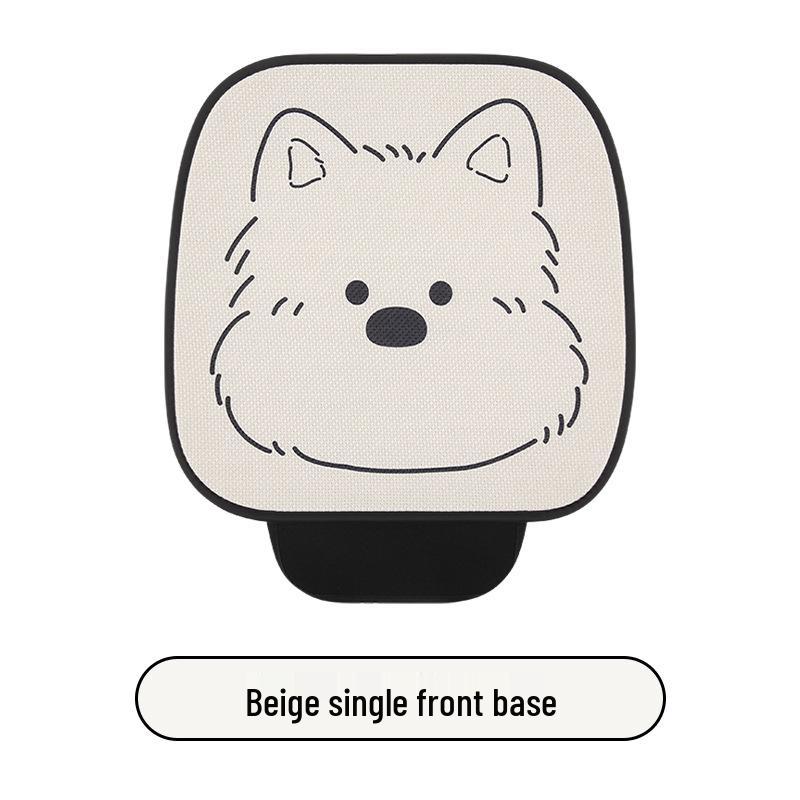 West Highlands Cute Cartoon Cotton Linen Car Seat Cushion for Women - Fits Toyota BZ3, RAV4, Corolla, and Ruifang