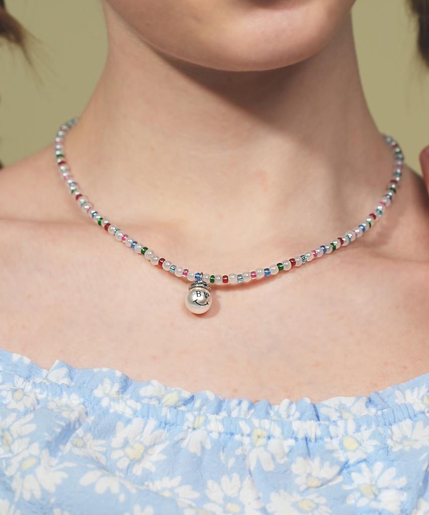 Bonbeau Smile Pearl Pendant Color Beads Necklace
