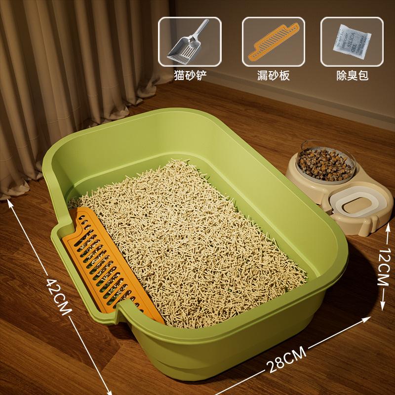 Oversized Pet Cat Litter Box, Semi-closed, Heightened and Thickened Anti-splash Cat Toilet, Easy To Clean, Bathtub Cat Toilet