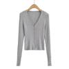 Womens V-Neck Knit Cardigan Sweater Slim Fit Single-Breasted Long Sleeve Top Casual Streetwear