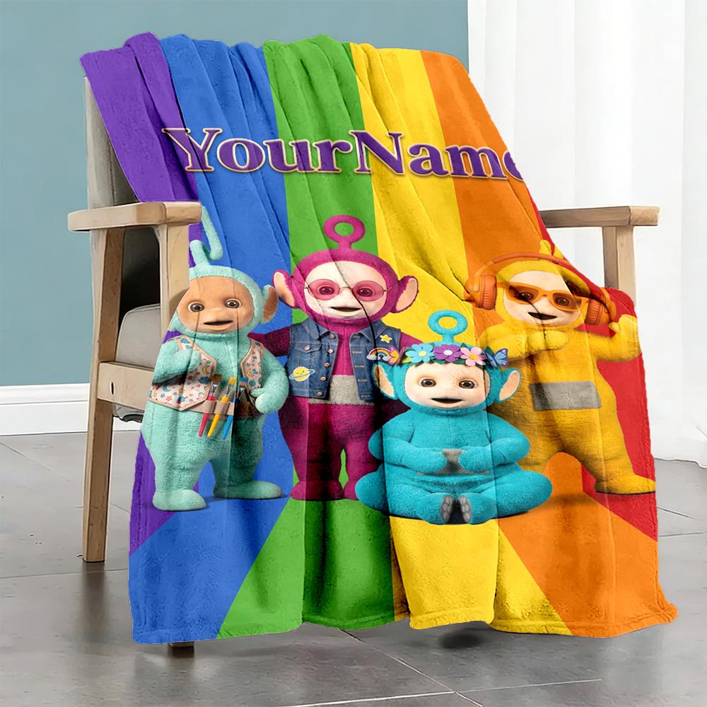 Teletubbies Personalized Text Blanket Gift Customizable Blanket Durable Comfort Suitable for Office Bedding Office Chair Bed Ideal for All Seasons