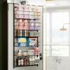 6Tier Over the Door Pantry Organizer Metal Hanging Spice Rack Storage Shelves with Adjustable Baskets for Kitchen Black