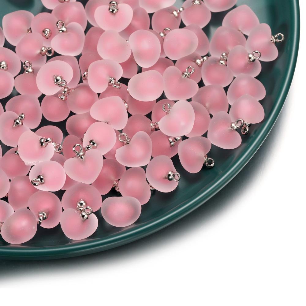 10pcs/lot Resin Frosted Multicolor Heart Charms For Handmade Bracelet Earrings Necklace Pendant DIY Jewelry Making Supplies