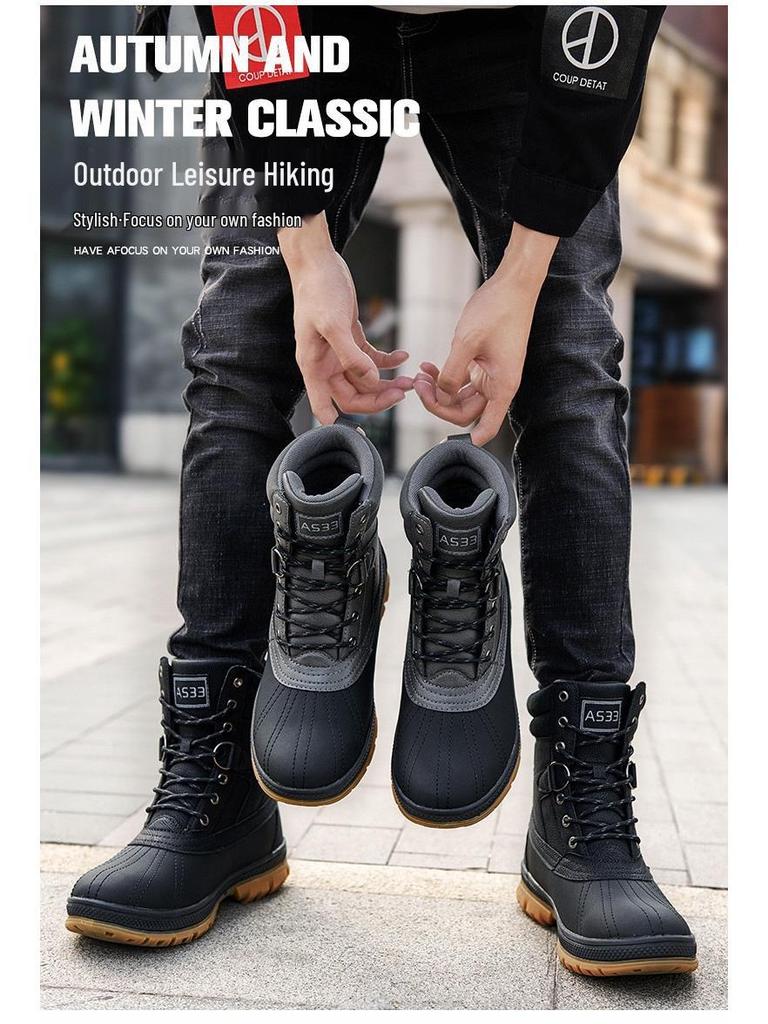 Men's Thickened Warm Outdoor Hiking & Mountaineering Boots - New Style Plus Velvet Military Design.