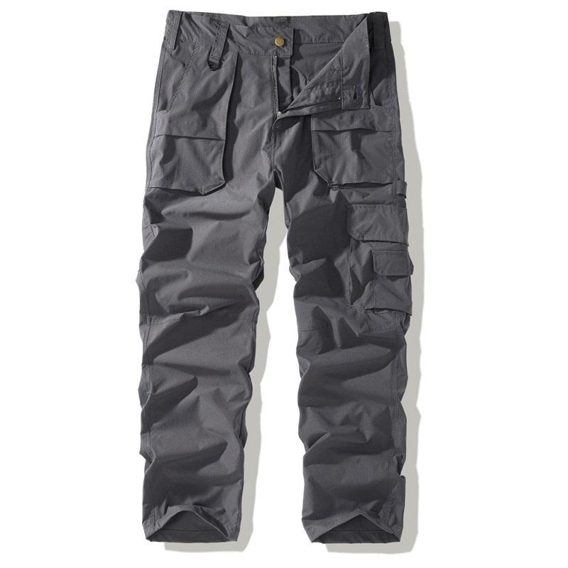 Men's multi-colored large-size long pants with multiple pockets, casual work pants