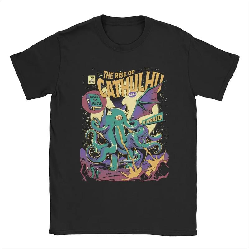 Camiseta Novelty A Wild Cathulhu Anime Spooky Cat Cthulhu Pa S разноцветный