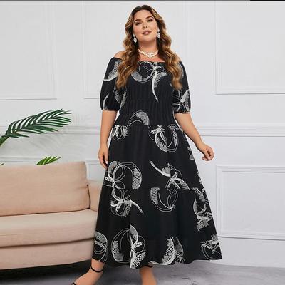 French Large Size Dress Women's Printing European and American Fashion New Beach Dress