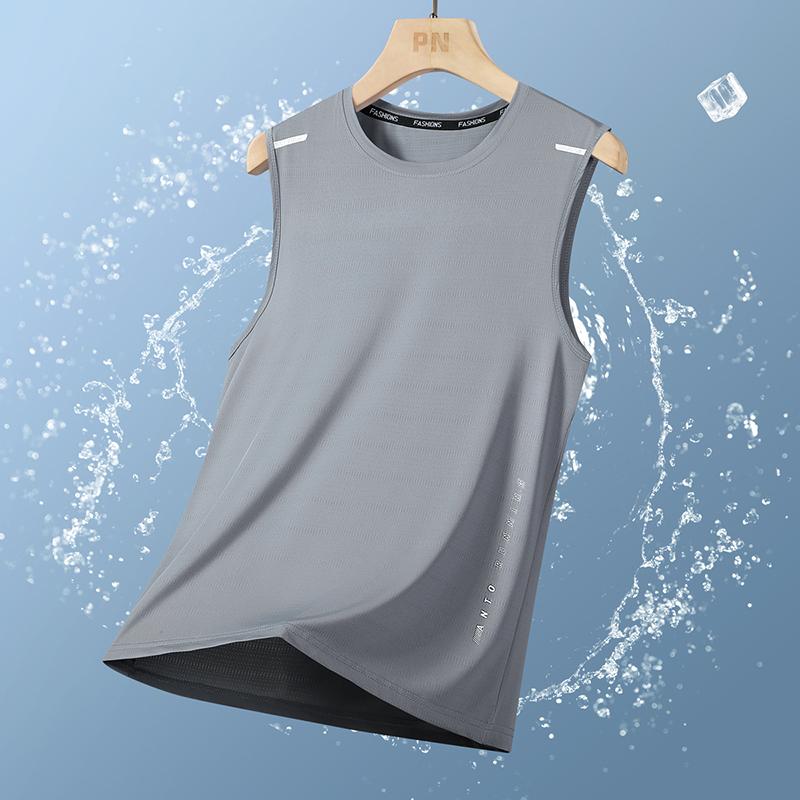 2025 New T-shirt Men's Ice Silk Quick-drying Short-sleeved Ice Silk Short-sleeved Vest