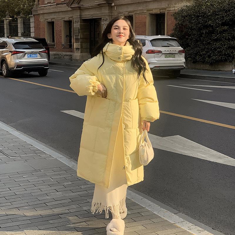 Long Down Cotton-padded Clothes for Women's Winter New Elegant Hooded Thickened Over the Knee Small Cotton-padded Coat for Women