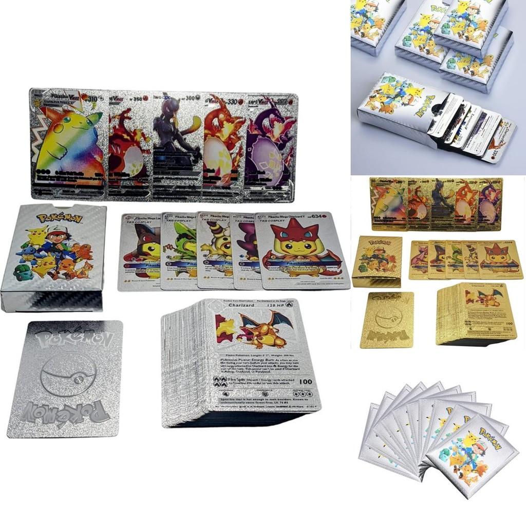 Shiny Pokemon Cards Metal Gold Energy Card Collection Featuring Charizard And Pikachu