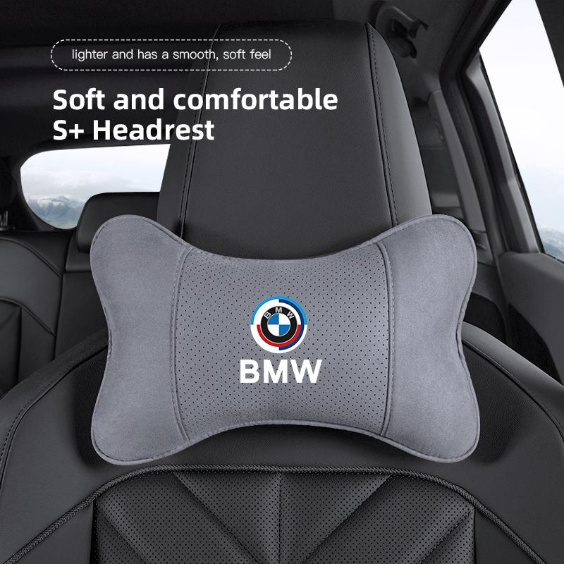 Car Seat Headrest Soft Suede Neck Pillow For BMW I4 F40 F10 E90 F20 E46 E60 E70 E39 E36 G20 Auto Interior Aaccessories Keychain BE7
