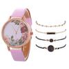 Stylish And Simple Rose Face Leather Belt Watch Female Pu Belt Quartz Lady Watch Watch Bracelet Set Female