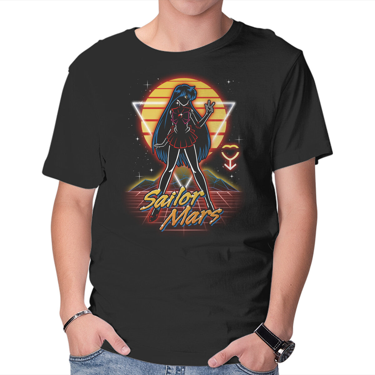 Unisex Crew Neck T-Shirt Retro Mars Guardian Graphic Short Sleeve Casual Tee XS