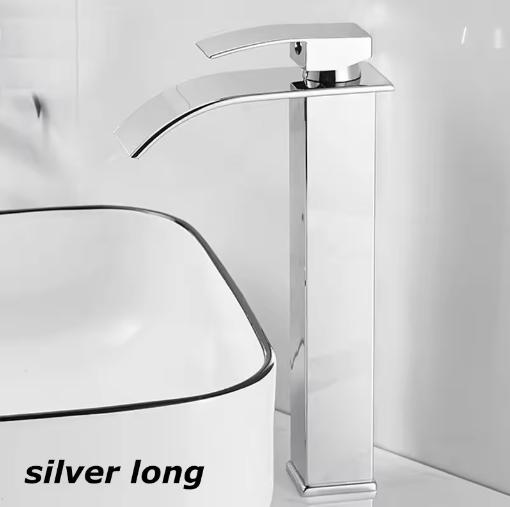 Hot And Cold Stainless Steel Waterfall Wash Basin High And Low Faucet Black Toilet Wash Basin Bathroom