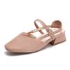 Baotou grandma shoes are simple, daily back empty sandals are widened, and the heel is not buckled. Thick heel single shoes for women's summer.