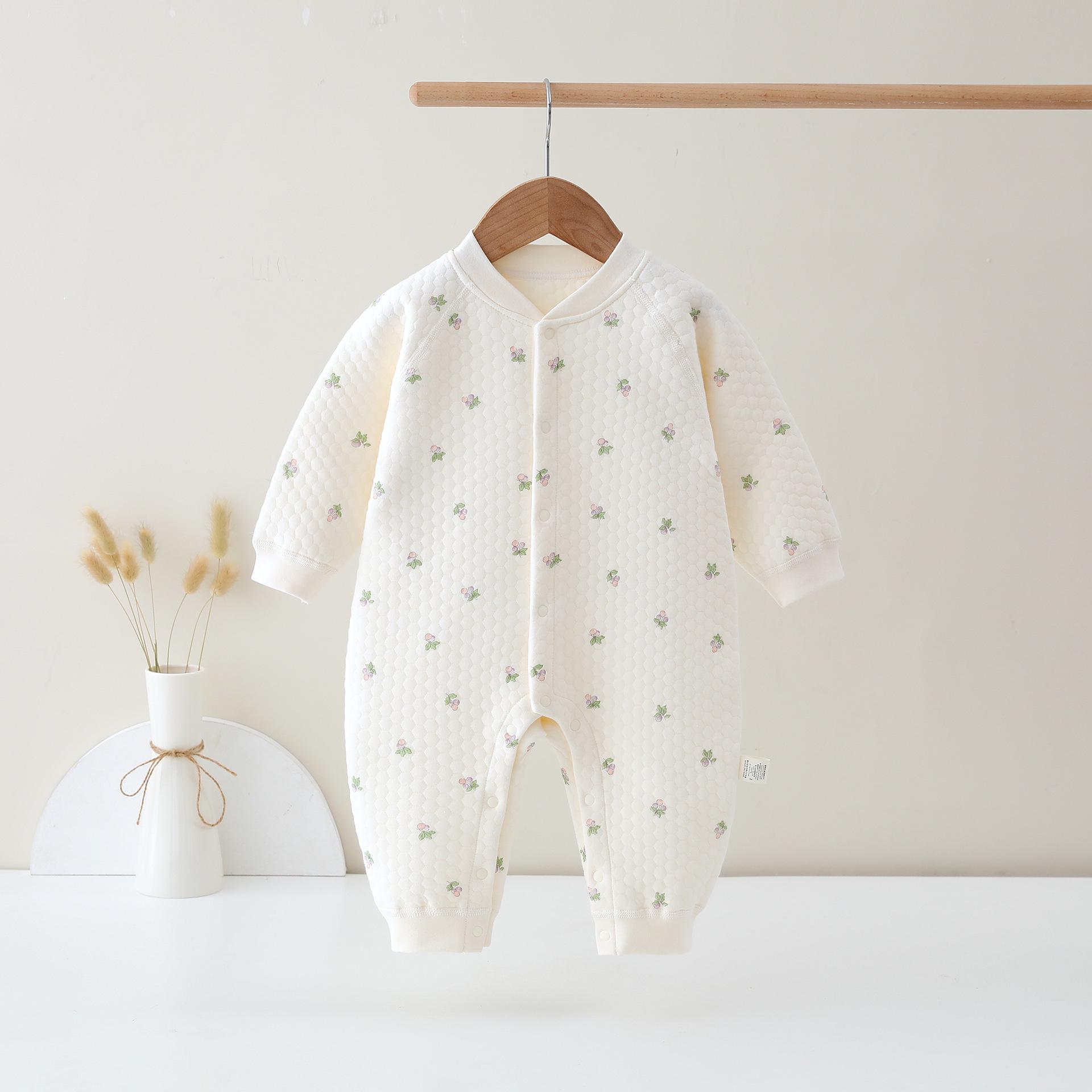 

Стёганый ромпер с длинным рукавом для новорождённого: Тонкий хлопок, без косточек, костюм класса А для осени/зимы 59 cm