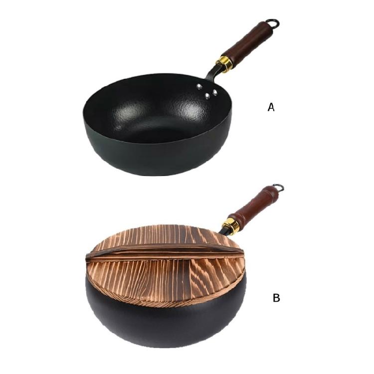 Family Sized 24cm Traditional Chinese Wok Stick Resistant Finishes Perfect For Daily Cooking And Entertaining