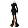 AL228 European & American Women's Silk Long Sleeve Floor-Length Dress