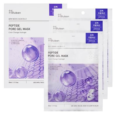 Bluban Peptide Pore Gel X Moisturizing Face Mask Korean Gel Separate Glutathione Mask, 3-pack (33g 3), Set, Close-Fitting Cosmetics, Skincare, 1-Week