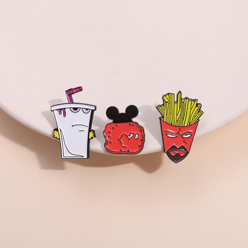 Fast Food Emaille-Pins Custom Animation Comedy Broschen Reversabzeichen Cartoon Lustiger Schmuck Geschenk für Kinder Freunde