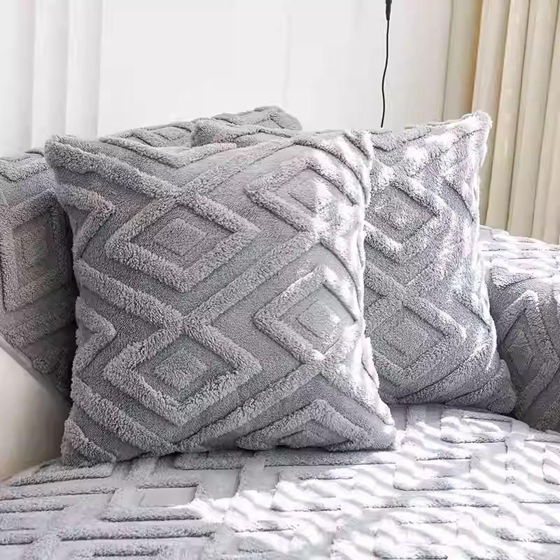 1PC Nordic Jacquard Sofa Cover Solid Color Non-Slip Couch Cushion Towel Warm Winter Thicken  L-shaped Sofa Cover for Living Room