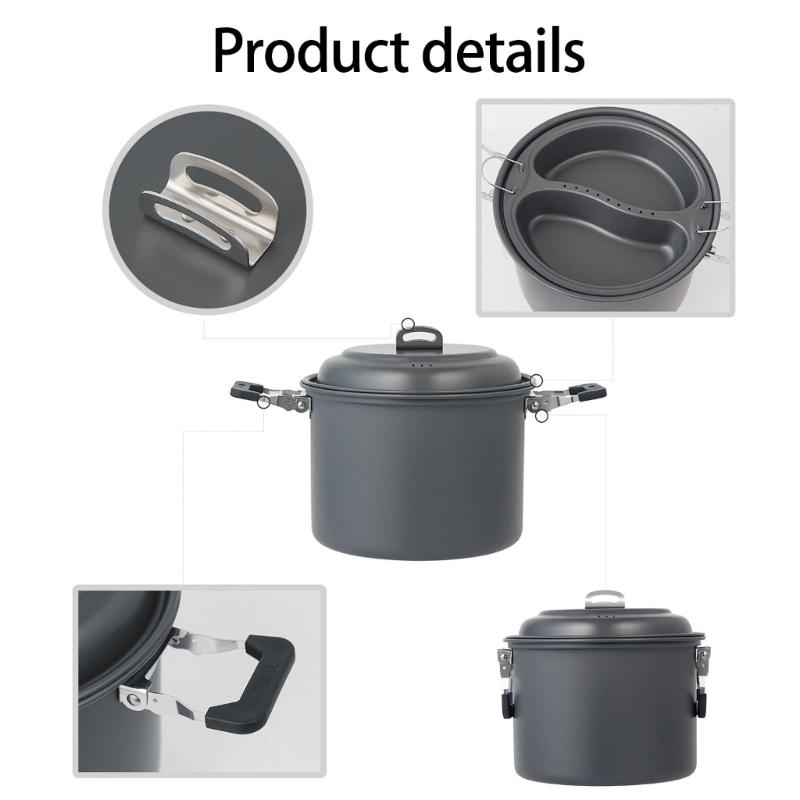 Aluminum Outdoor Camping Pots 6L Large Capacity Multifunctional Cooking Pots Cookware For Picnics, Travel Driving Tours