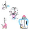 Charms Plata Pacifier Baby Bottle Birth Commemoration Gift Beads Love Heart Birthstone Beads Birthday Gift