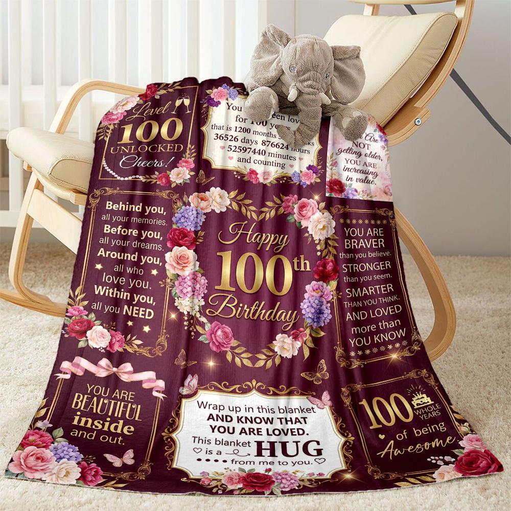 Vintage Anniversary Greetings Blanket Warmthful Decor Great for Seaside Bedding Bed for All Occasions Stylish Decor Gifts For Family Or Friends