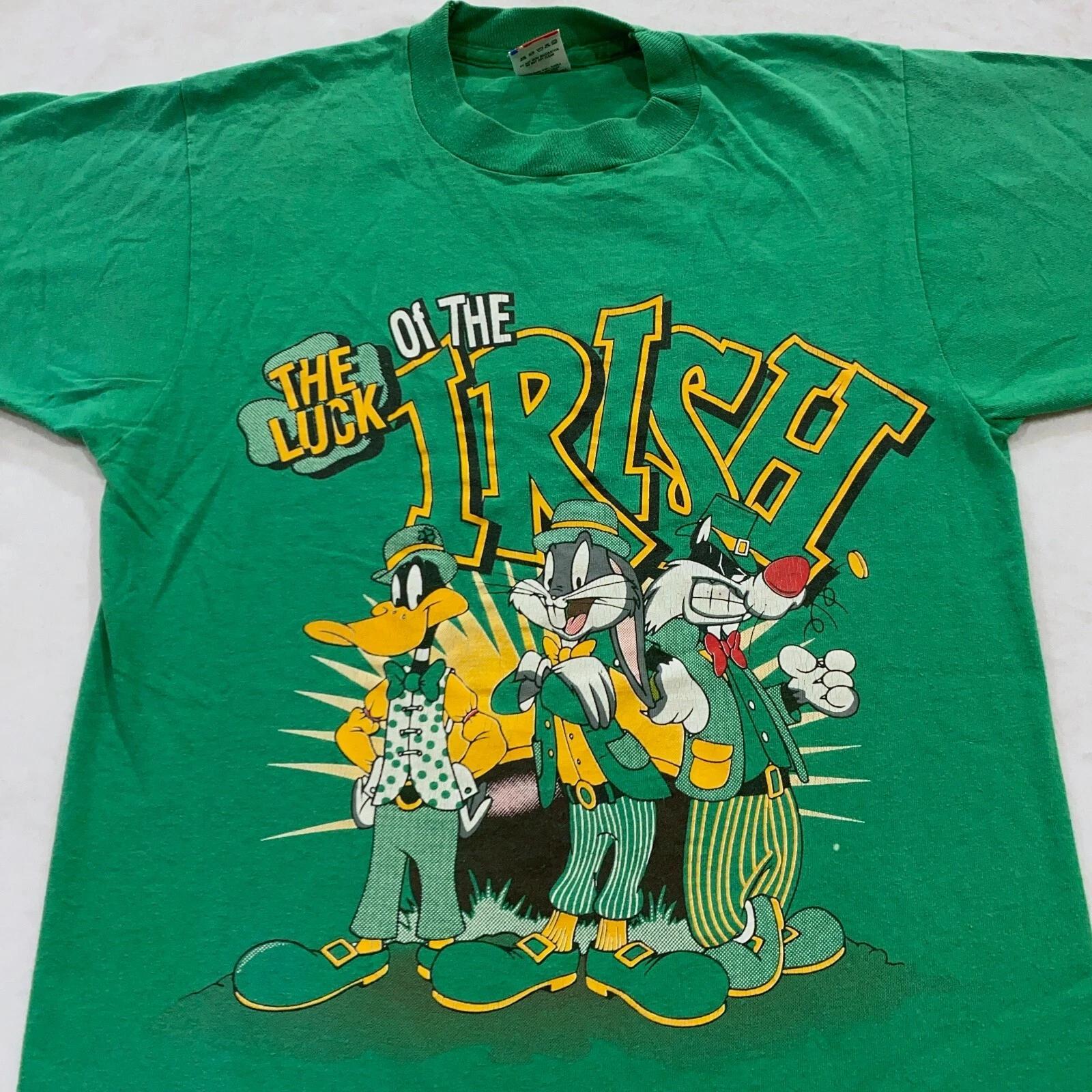 

vintage 90s LOONEY TUNES LUCK OF THE IRISH T-Shirt SMALL single stitch cartoon L