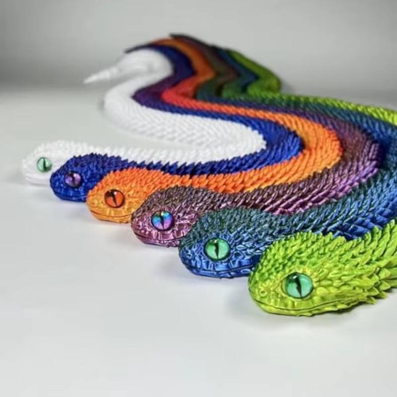 30Cm New 3D Printed Snake Realistic Snake Statue Movable Joint Fidget Toys Simulation Desk Ornament Animal Model Gift