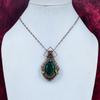 Faceted Zambian Emerald Gemstone Pendant Copper Wire Wrapped Handmade Jewelry