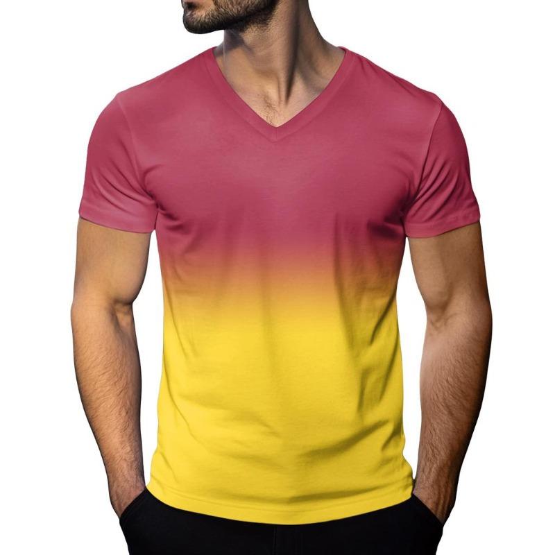 

Летняя горячая распродажа 3D мужская футболка с градиентом дизайнерская повседневная с V-образным вырезом с коротким рукавом топы футболка оверсайз мужская одежда 5XL