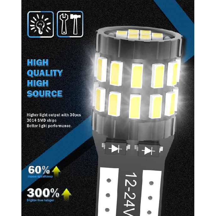 2x T10 W5W Canbus Car Led Orange 3014 SMD Map Reading Light White Red Orange For Toyota Camry RAV4 Highlander Honda CR-V Pilot