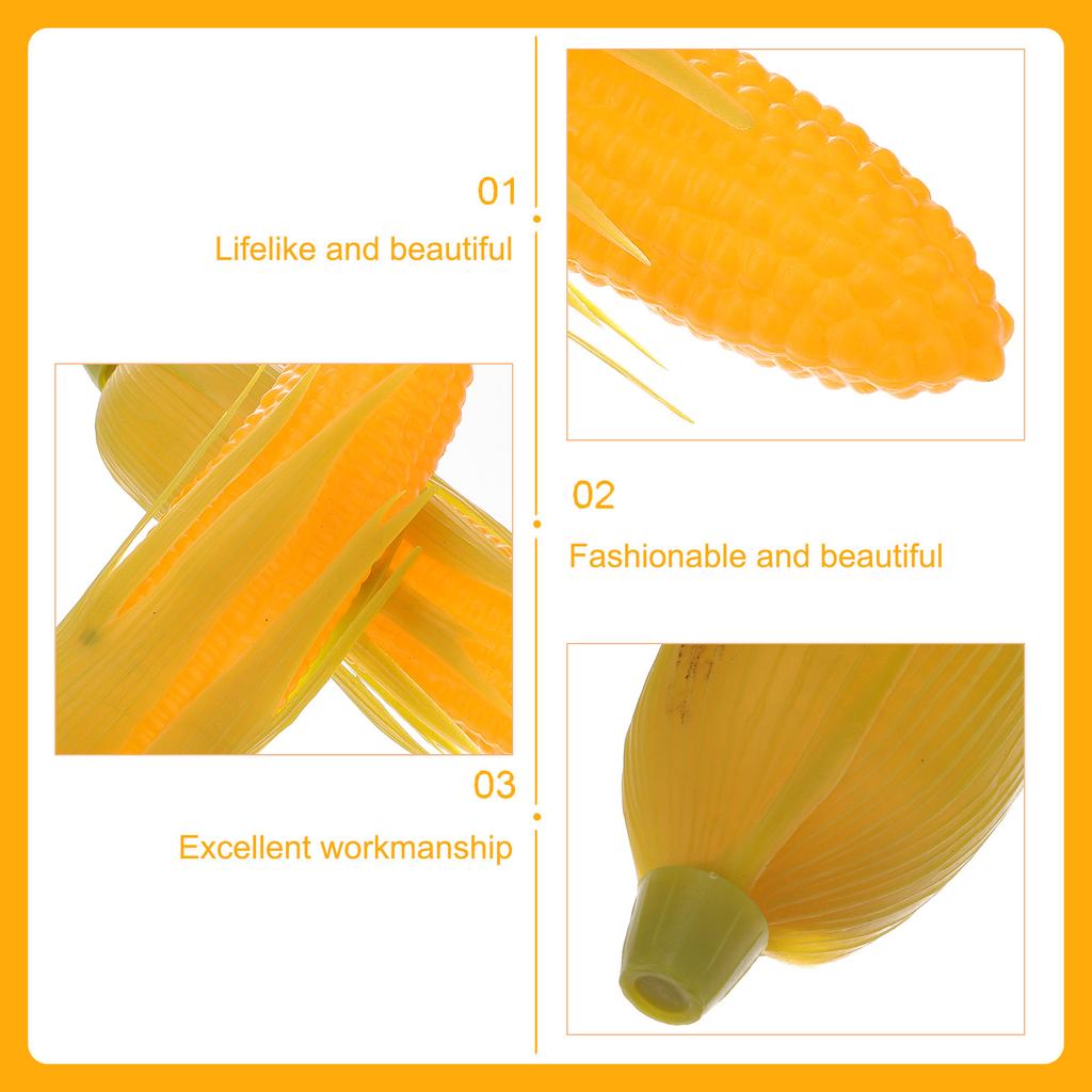 3Pcs Lifelike Plastic Corn Decorations Realistic Artificial Vegetable Props for Home Shop Bakery Party Food Display Photography