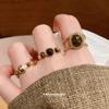 18k Real Gold Electroplated Tiger's Eye Stone Round Open Ring Maillard Retro Index Finger Ring Light Luxury Temperament Jewelry Women