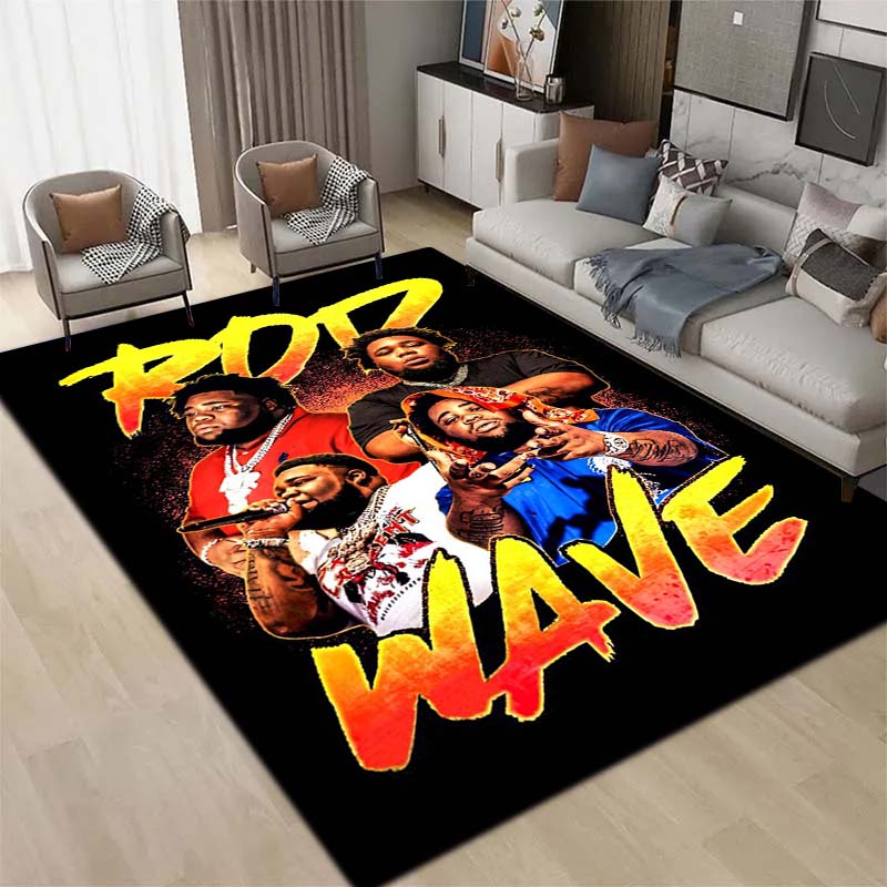 

3D Hip Hop Rapper Carpet Rod Wave Home Living Room Bedroom Decoration Flannel Comfortable Anti slip Area Corridor Carpet Gift 40x60cm