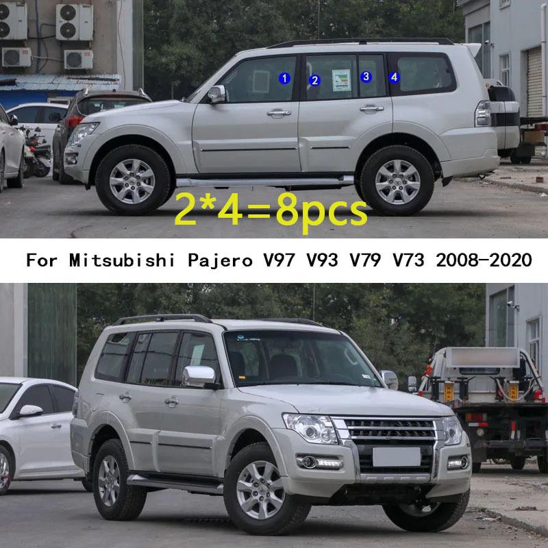 Car TPU/Glossy Mirror Pillar Post Cover For Mitsubishi Pajero V97 V93 V79 V73 2008- Door Trim Window Molding Stickers 8pcs