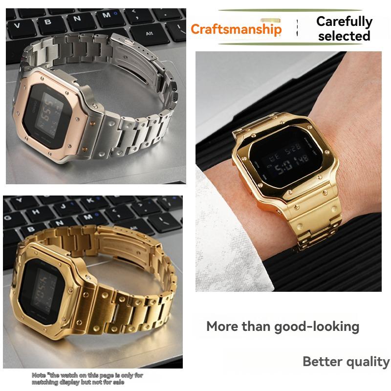 Stainless Steel Case & Band Mod Kit for Casio G-Shock GW-B5600/DW5600/GB-5600 Square Watch | Metal Bezel & Strap Replacement