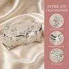 Embossed Jewelry Box Silver-White Trinket Box New Metal Storage Box  Dining Table Storage